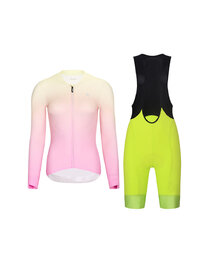 RIVANELLE Langarm Radtrikot und Hose - ELEVATE - Gelb/Schwarz/Rosa/mehrfarbig